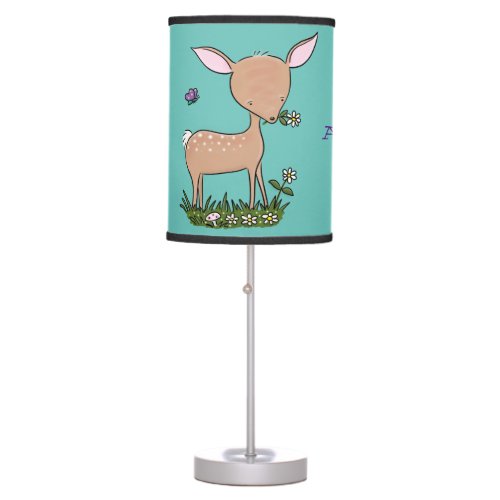 Cute happy baby deer cartoon illustration table lamp