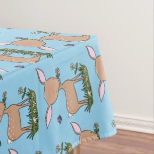 Cute happy baby deer cartoon illustration tablecloth