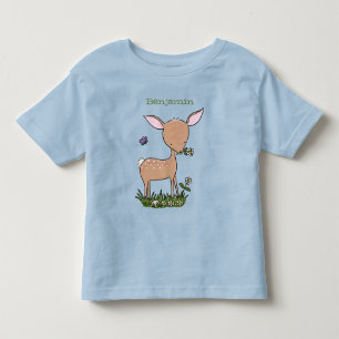 Cute happy baby deer cartoon illustration toddler t-shirt