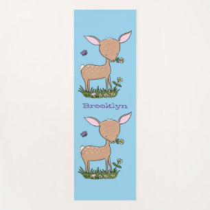 Cute happy baby deer cartoon illustration yoga mat