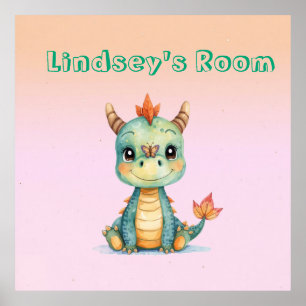Cute Happy Baby Dragon  Poster