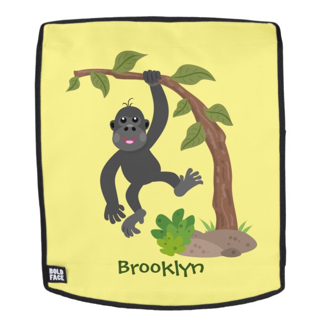 Cute happy baby gorilla cartoon illustration backpack (Removable Face)