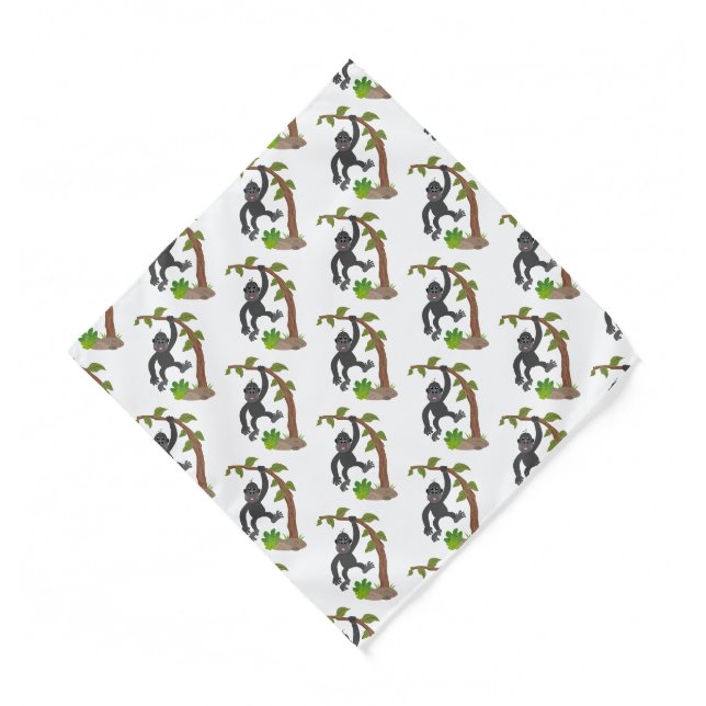 Cute happy baby gorilla cartoon illustration bandana (Front)