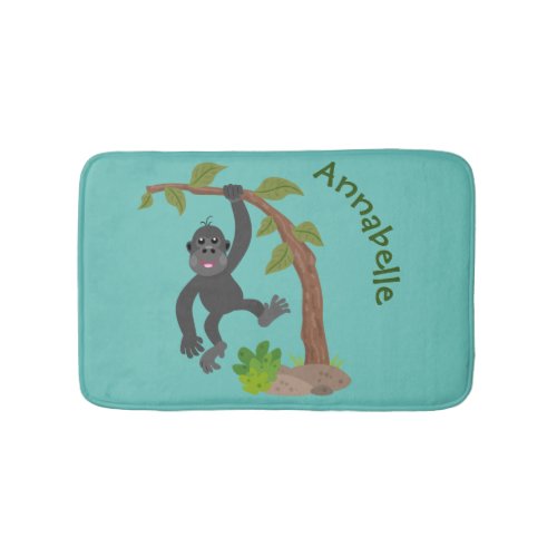 Cute happy baby gorilla cartoon illustration bath mat