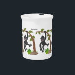 Cute happy baby gorilla cartoon illustration beverage pitcher<br><div class="desc">This cute gorilla youngster is hanging from a tree branch. Drawn in cute cartoon illustration style.</div>