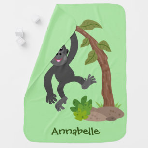 Cute happy baby gorilla cartoon illustration blanket