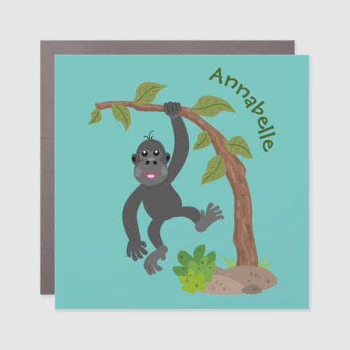 Cute happy baby gorilla cartoon illustration car magnet