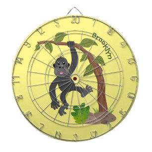 Cute happy baby gorilla cartoon illustration dart board