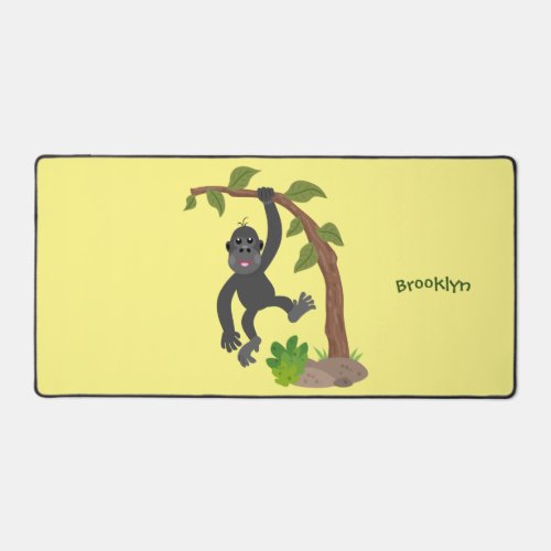Cute happy baby gorilla cartoon illustration desk mat