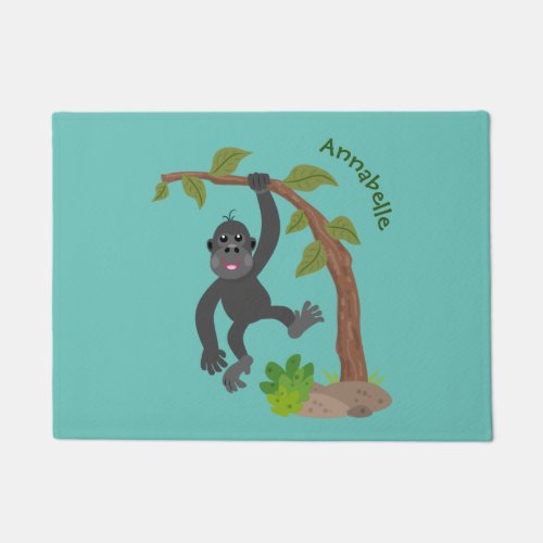 Cute happy baby gorilla cartoon illustration doormat