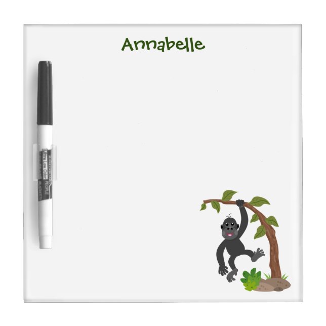 Cute happy baby gorilla cartoon illustration dry erase board (Front)