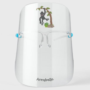 Cute happy baby gorilla cartoon illustration face shield