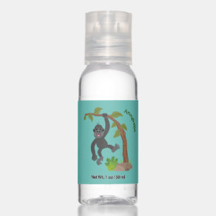 Cute happy baby gorilla cartoon illustration hand sanitizer