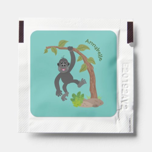 Cute happy baby gorilla cartoon illustration hand sanitizer packet