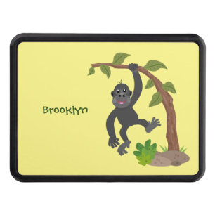 Cute happy baby gorilla cartoon illustration hitch cover