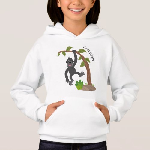 Cute happy baby gorilla cartoon illustration hoodie