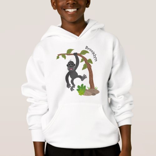 Cute happy baby gorilla cartoon illustration hoodie