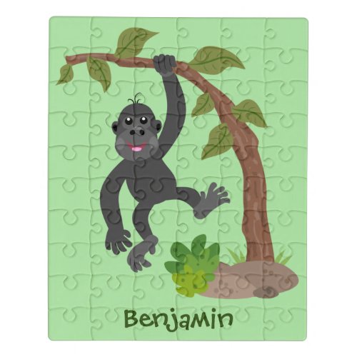 Cute happy baby gorilla cartoon illustration jigsaw puzzle