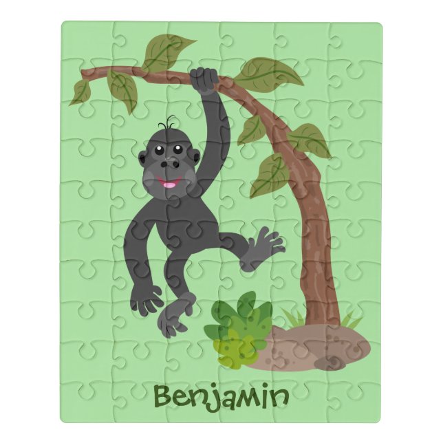 Cute happy baby gorilla cartoon illustration jigsaw puzzle (Puzzle Vertical)