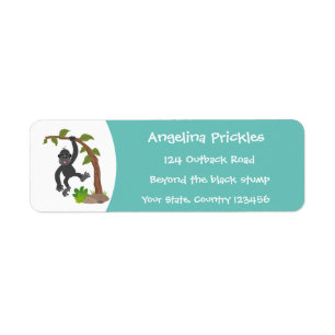 Cute happy baby gorilla cartoon illustration label