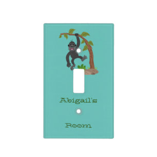 Cute happy baby gorilla cartoon illustration  light switch cover