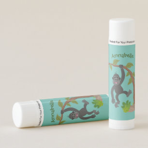 Cute happy baby gorilla cartoon illustration lip balm