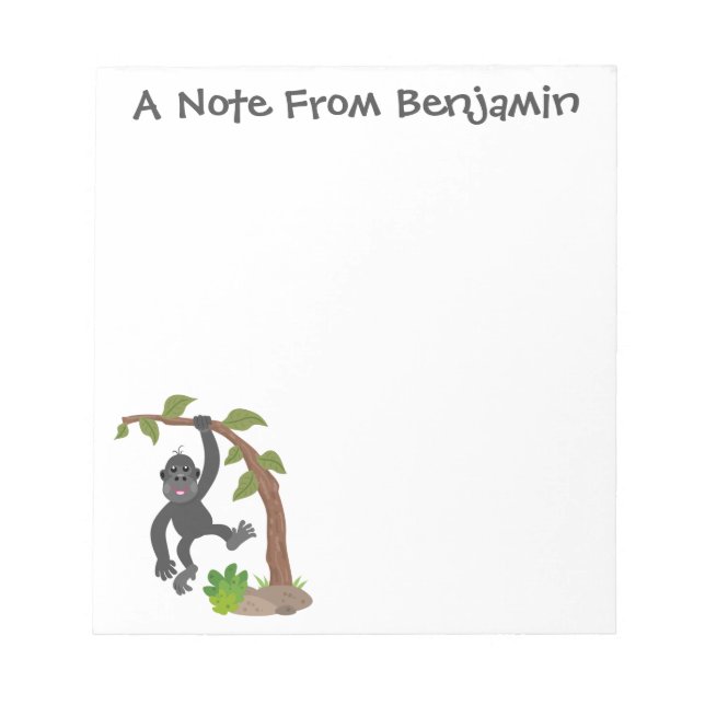 Cute happy baby gorilla cartoon illustration notepad (Front)