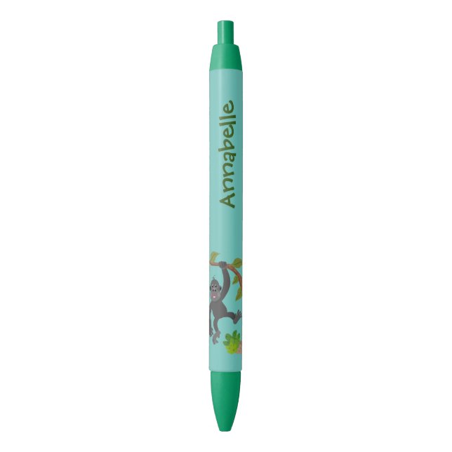Cute happy baby gorilla cartoon illustration pen (Front Vertical)