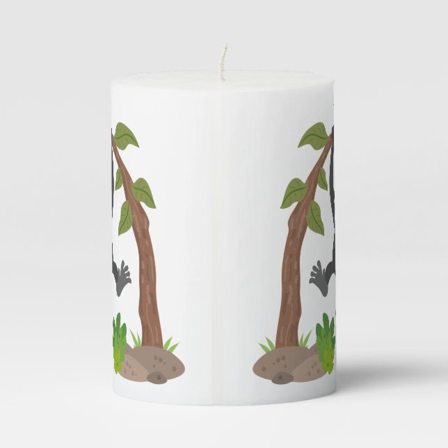 Cute happy baby gorilla cartoon illustration pillar candle (Back)