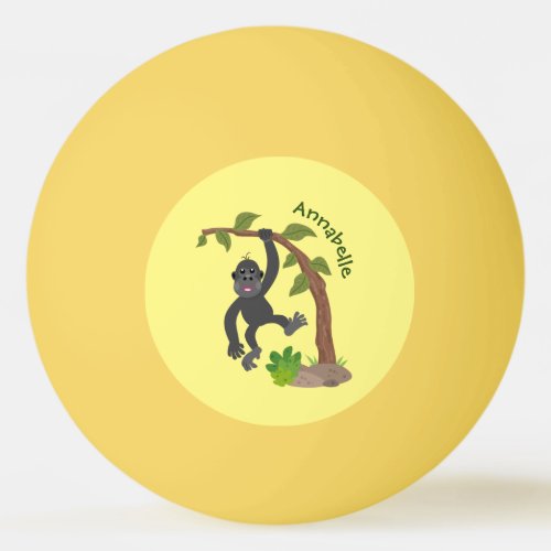 Cute happy baby gorilla cartoon illustration ping pong ball