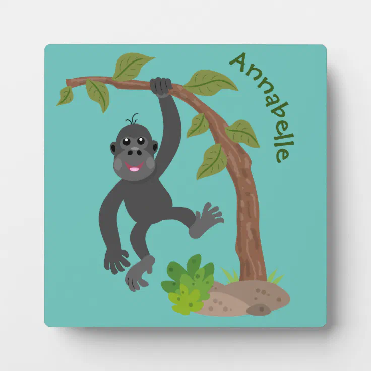 Cute happy baby gorilla cartoon illustration plaque | Zazzle Cute happy baby gorilla cartoon illustration plaque | Zazzle