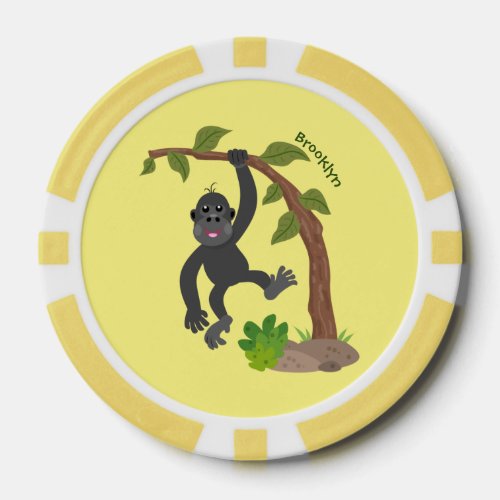 Cute happy baby gorilla cartoon illustration poker chips