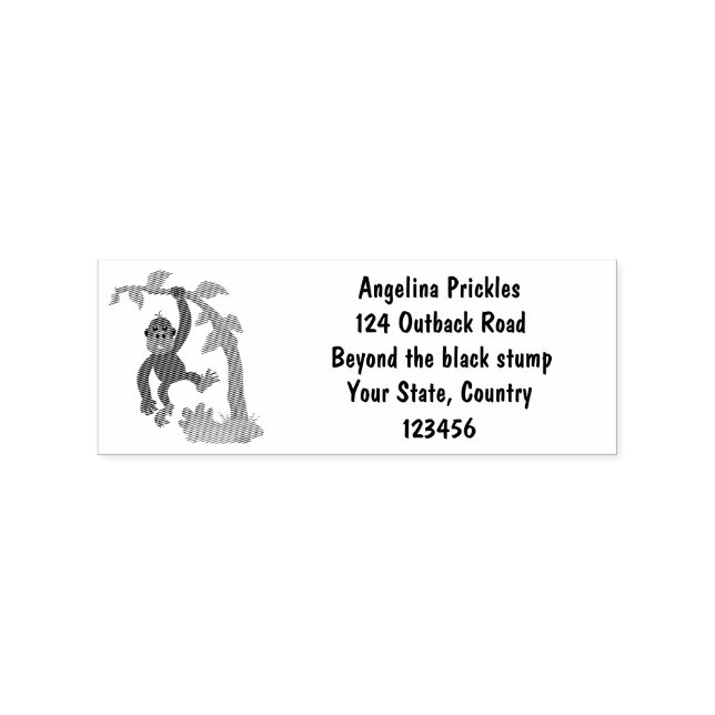 Cute happy baby gorilla cartoon illustration rubber stamp (Imprint)