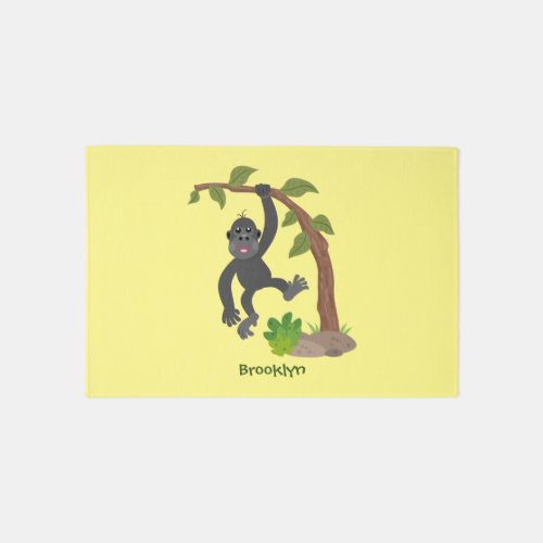 Cute happy baby gorilla cartoon illustration rug