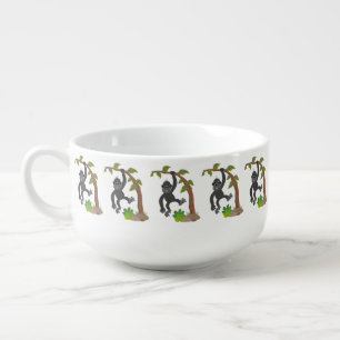 Cute happy baby gorilla cartoon illustration soup mug
