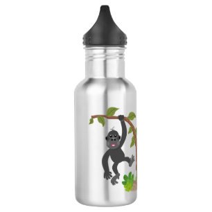 Cute happy baby gorilla cartoon illustration stainless steel water bottle