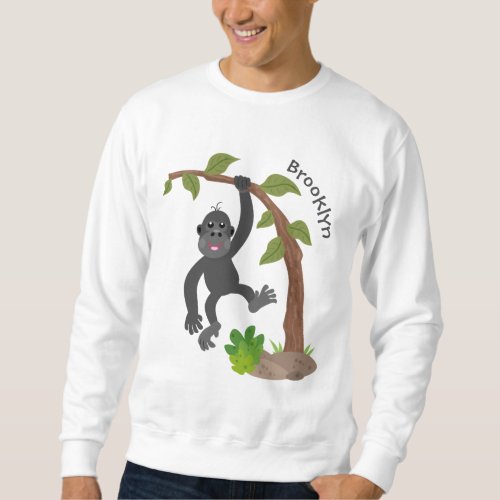 Cute happy baby gorilla cartoon illustration sweatshirt