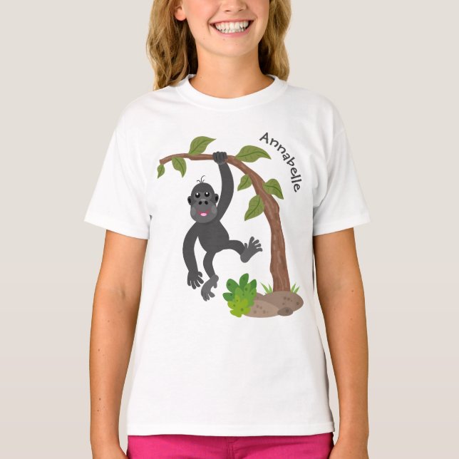 Cute happy baby gorilla cartoon illustration T-Shirt (Front)