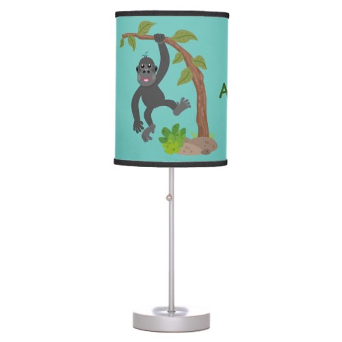 Cute happy baby gorilla cartoon illustration table lamp