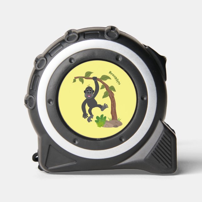 Cute happy baby gorilla cartoon illustration tape measure (Front)
