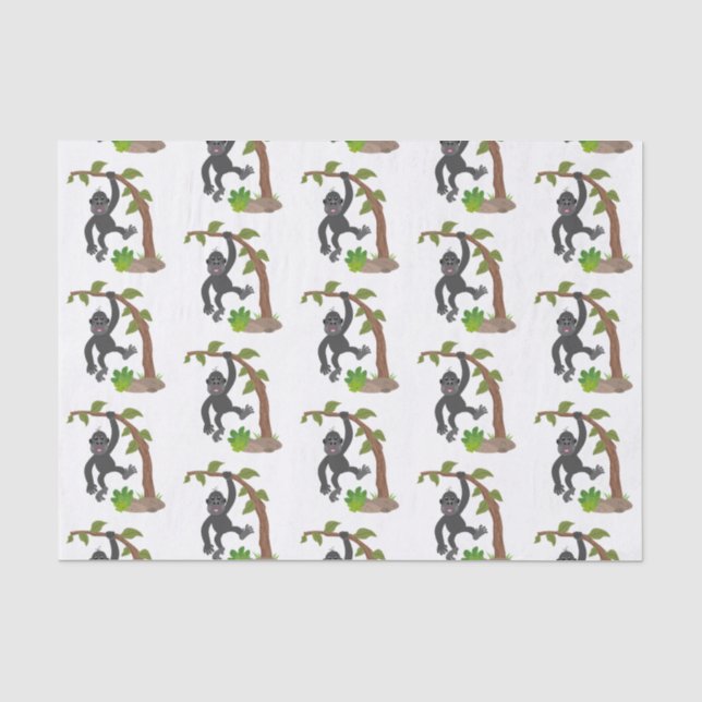 Cute happy baby gorilla cartoon illustration tissue paper (Front)