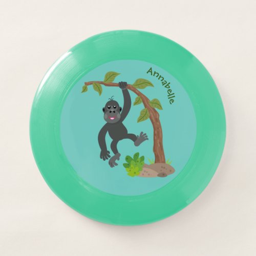 Cute happy baby gorilla cartoon illustration Wham_O frisbee