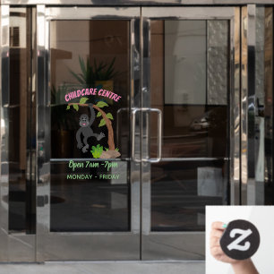 Cute happy baby gorilla cartoon illustration window cling