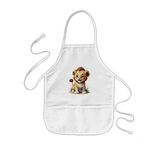 Cute Happy Baby Lion Safari Zoo Animal Kids Apron