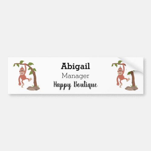 Cute happy baby orangutan cartoon illustration bumper sticker