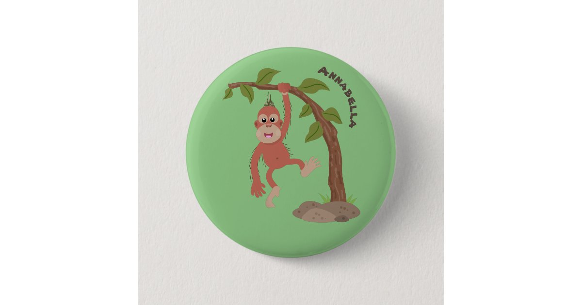 Cute happy baby orangutan cartoon illustration button | Zazzle Cute happy baby orangutan cartoon illustration button | Zazzle