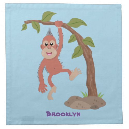 Cute happy baby orangutan cartoon illustration cloth napkin