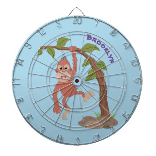 Cute happy baby orangutan cartoon illustration dart board