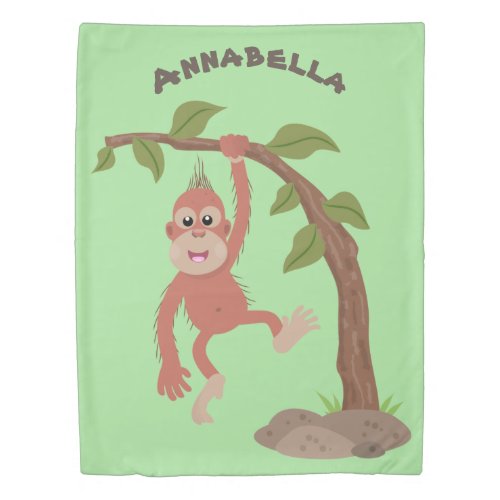 Cute happy baby orangutan cartoon illustration duvet cover