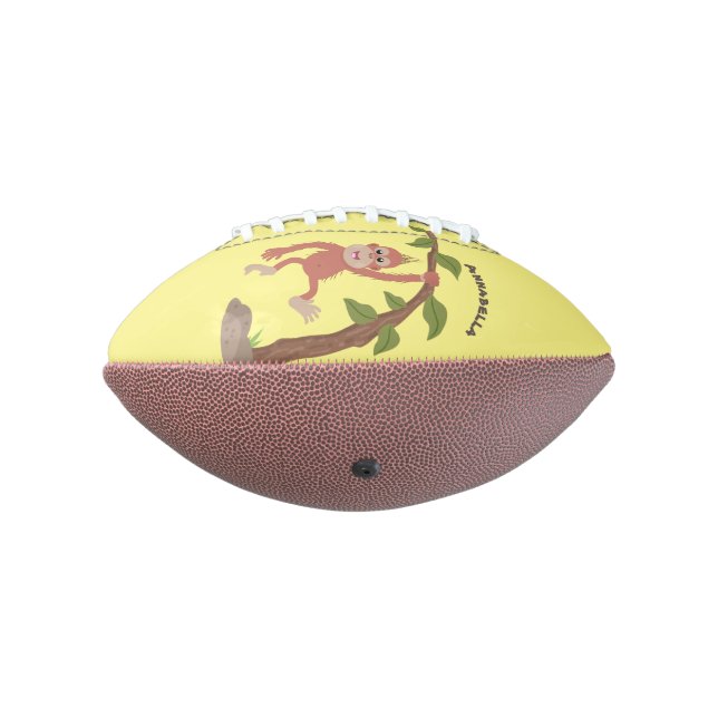 Cute happy baby orangutan cartoon illustration football (Rotated 270)